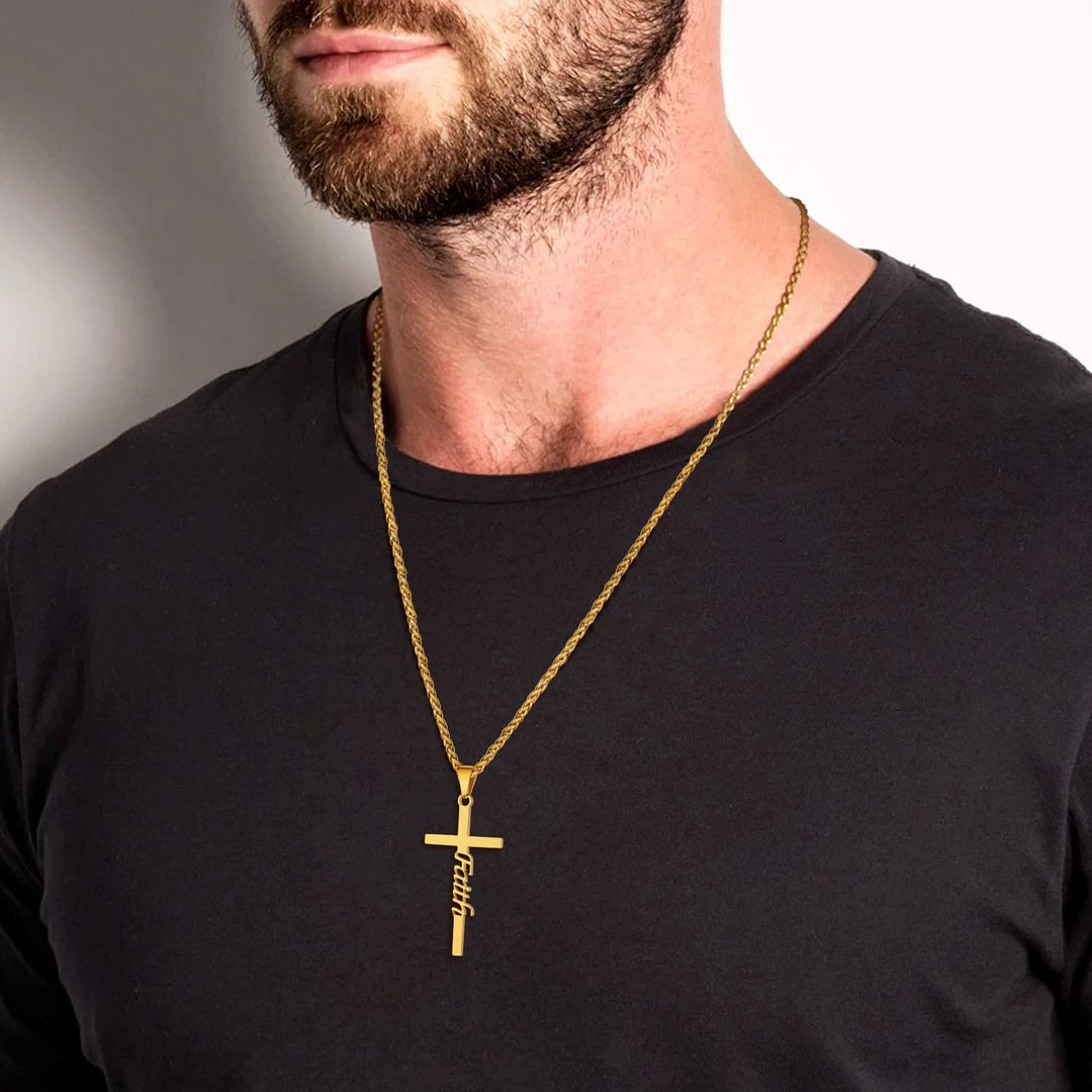 Christian Faith Cross Necklace Pendant for Men Women