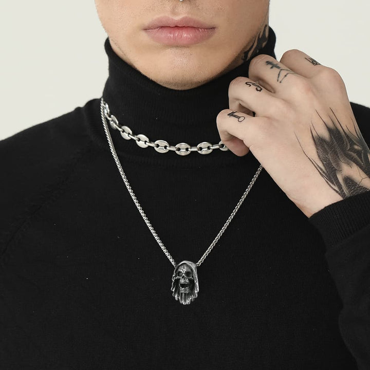 Grim Reaper Skull Pendant Necklace For Men