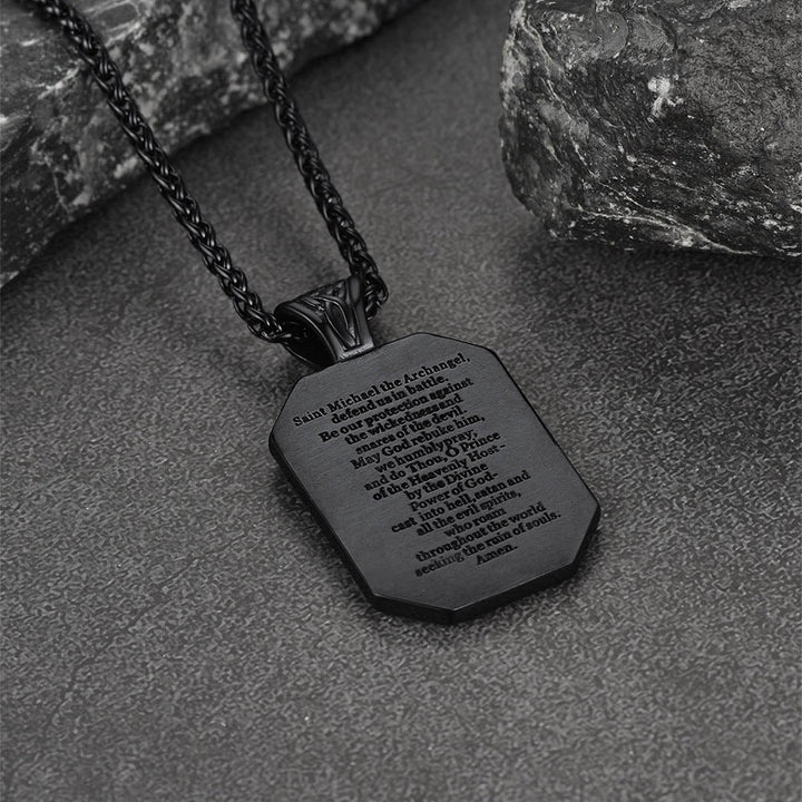 Archangel Saint Michael Dog Tag Pendant Necklace for Men