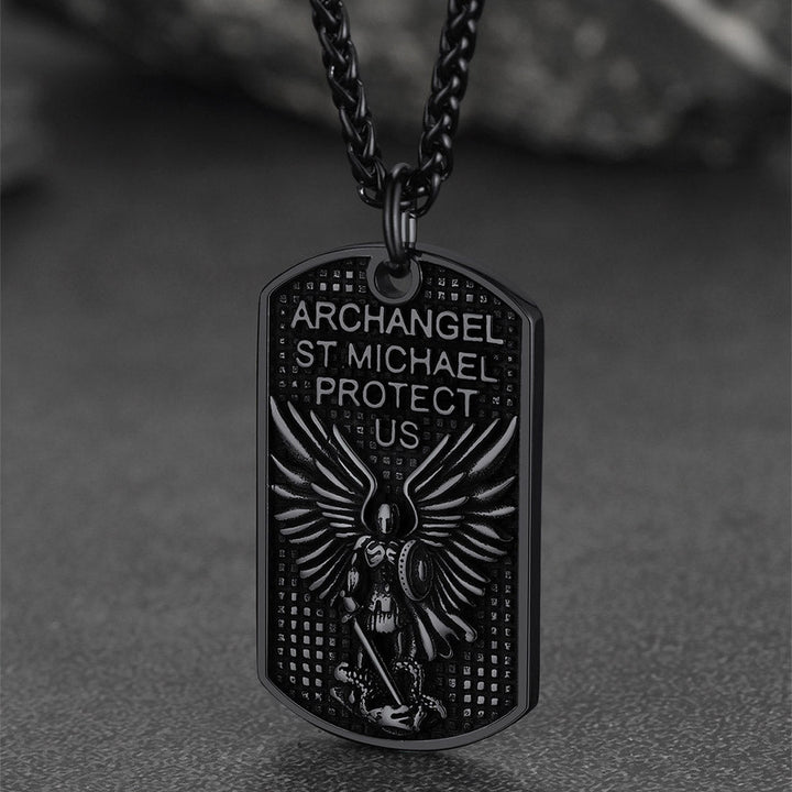 Catholic Archangel Saint Michael Dog Tag Necklace for Men