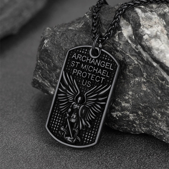 Catholic Archangel Saint Michael Dog Tag Necklace for Men