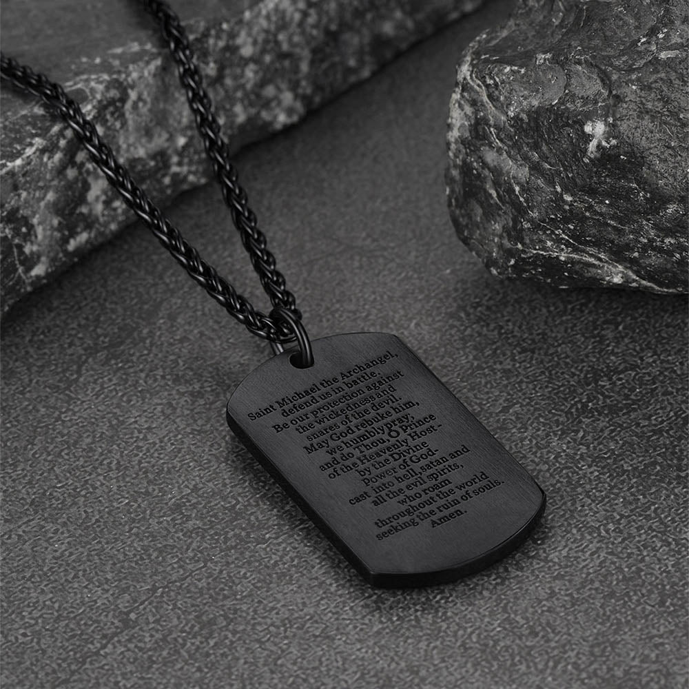 Catholic Archangel Saint Michael Dog Tag Necklace for Men