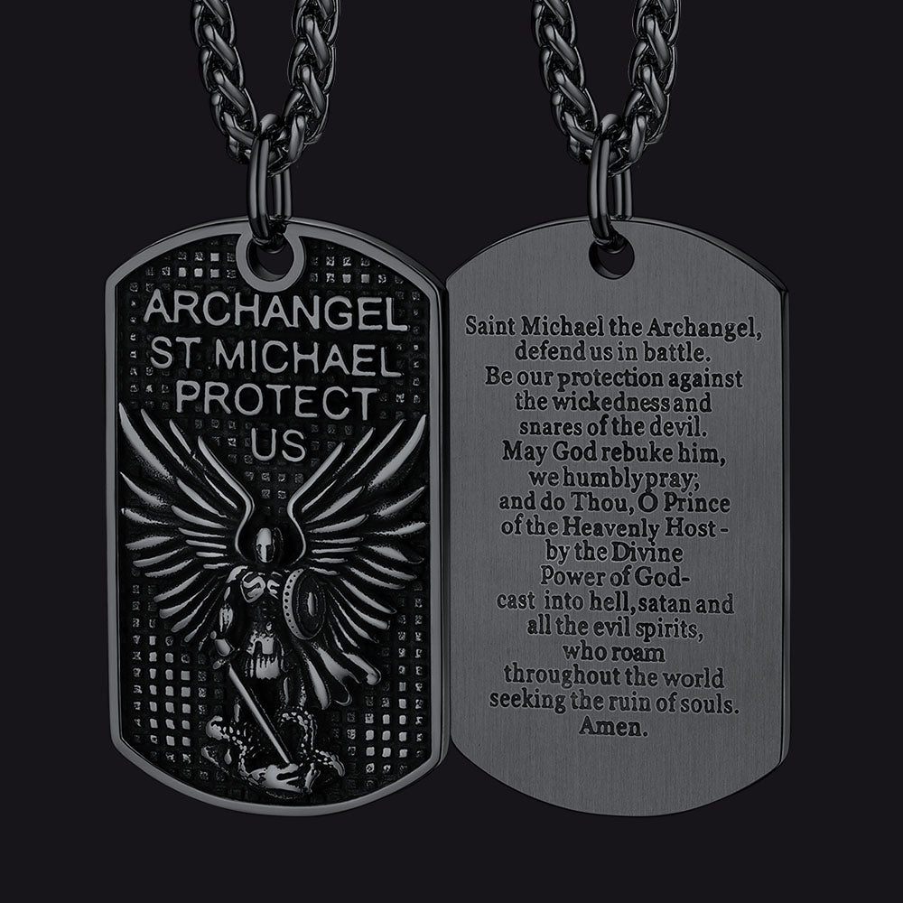 Catholic Archangel Saint Michael Dog Tag Necklace for Men