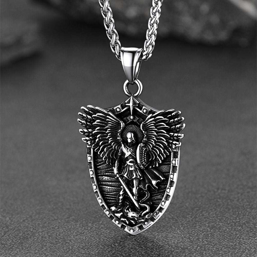 Shield of Archangel Saint Michael Pendant Necklace for Men