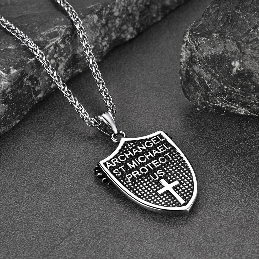 Shield of Archangel Saint Michael Pendant Necklace for Men