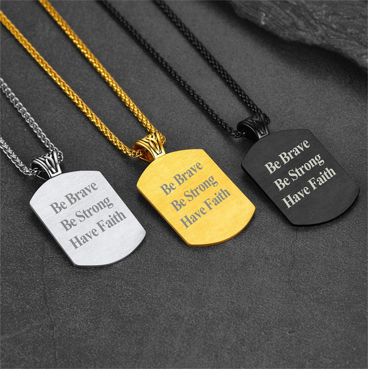 Personalized Picture Dog Tag Necklace with Viking Runes for Men