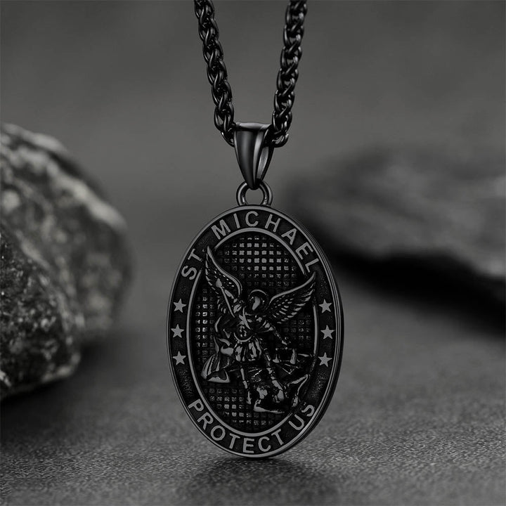 Oval Archangel Saint Michael Necklace Medal