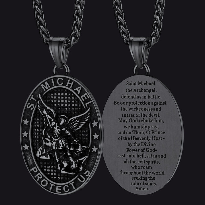 Oval Archangel Saint Michael Necklace Medal