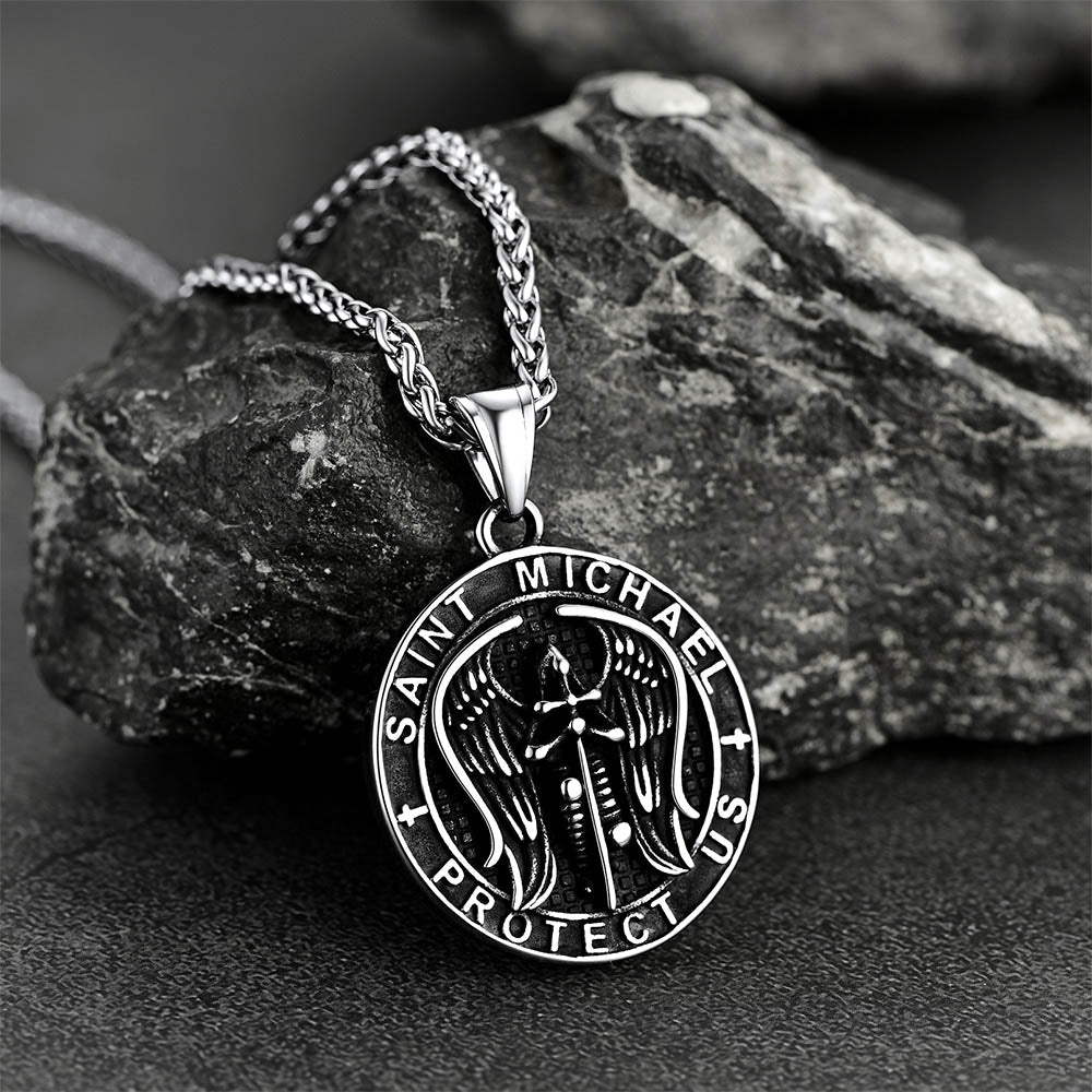 Christian Saint Michael Pendant Necklace Medal for Men