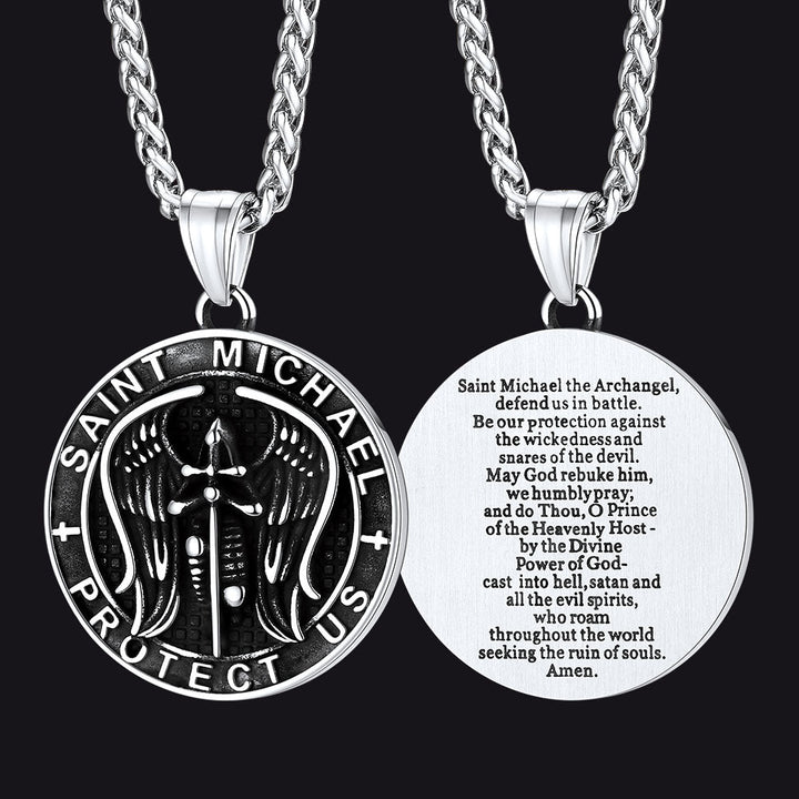 Christian Saint Michael Pendant Necklace Medal for Men