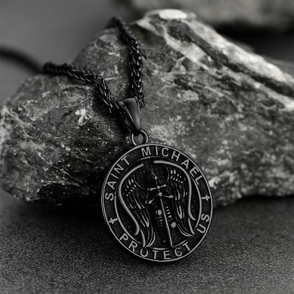 Christian Saint Michael Pendant Necklace Medal for Men
