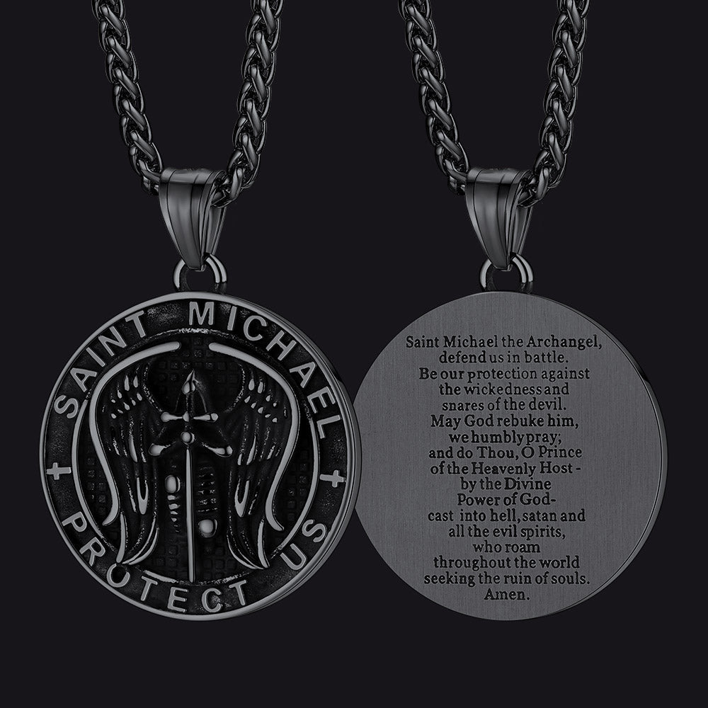 Christian Saint Michael Pendant Necklace Medal for Men