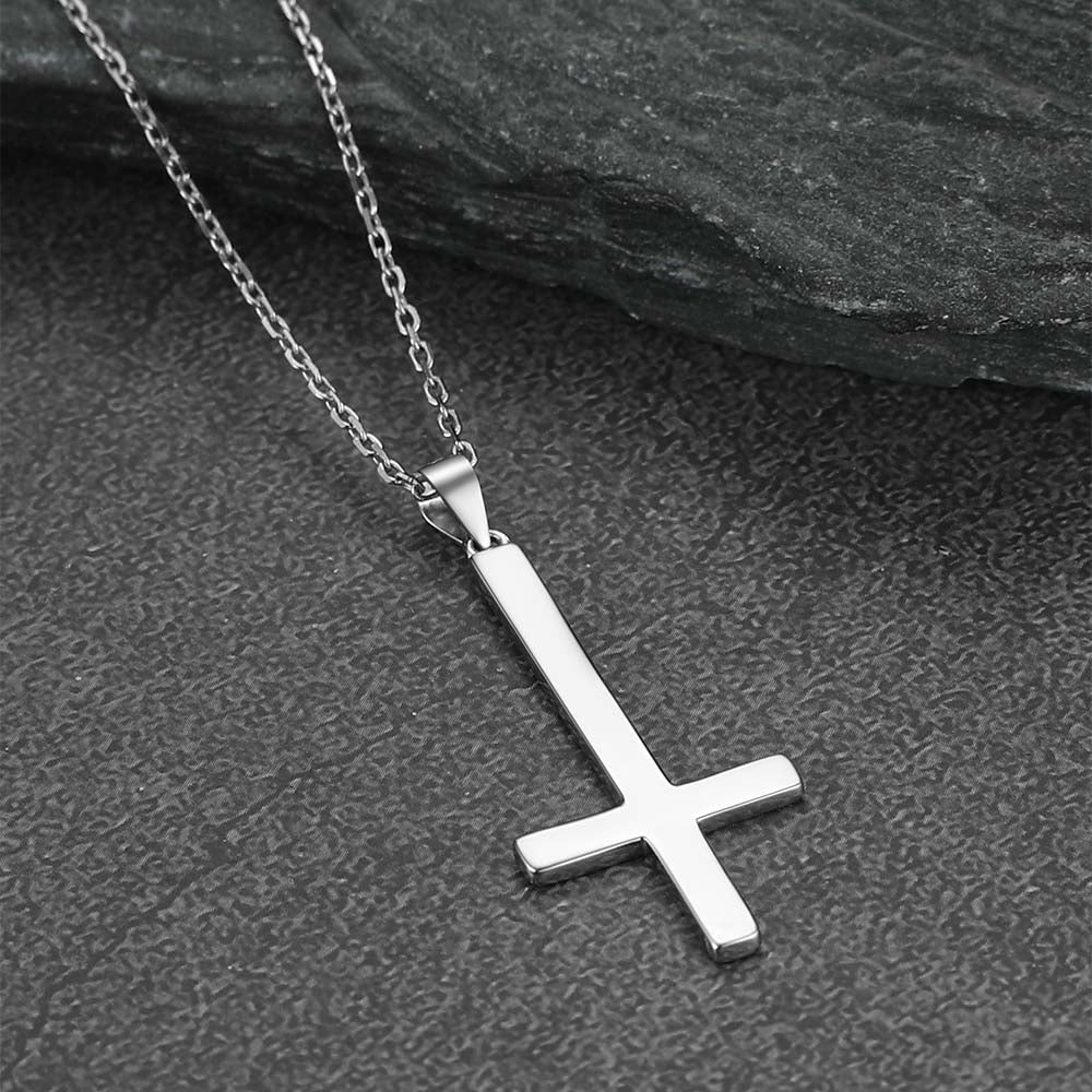 Sterling Silver Inverted Cross Necklace for Men
