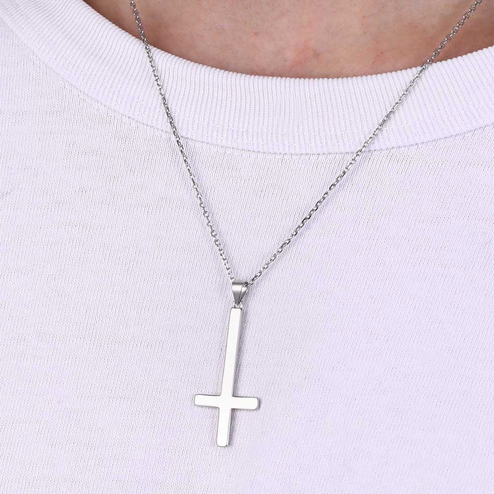 Sterling Silver Inverted Cross Necklace for Men