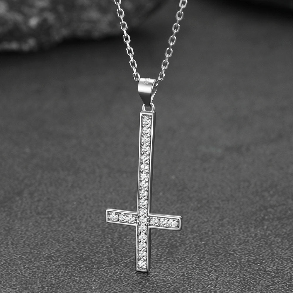 Sterling Silver Inverted Cross Necklace for Men