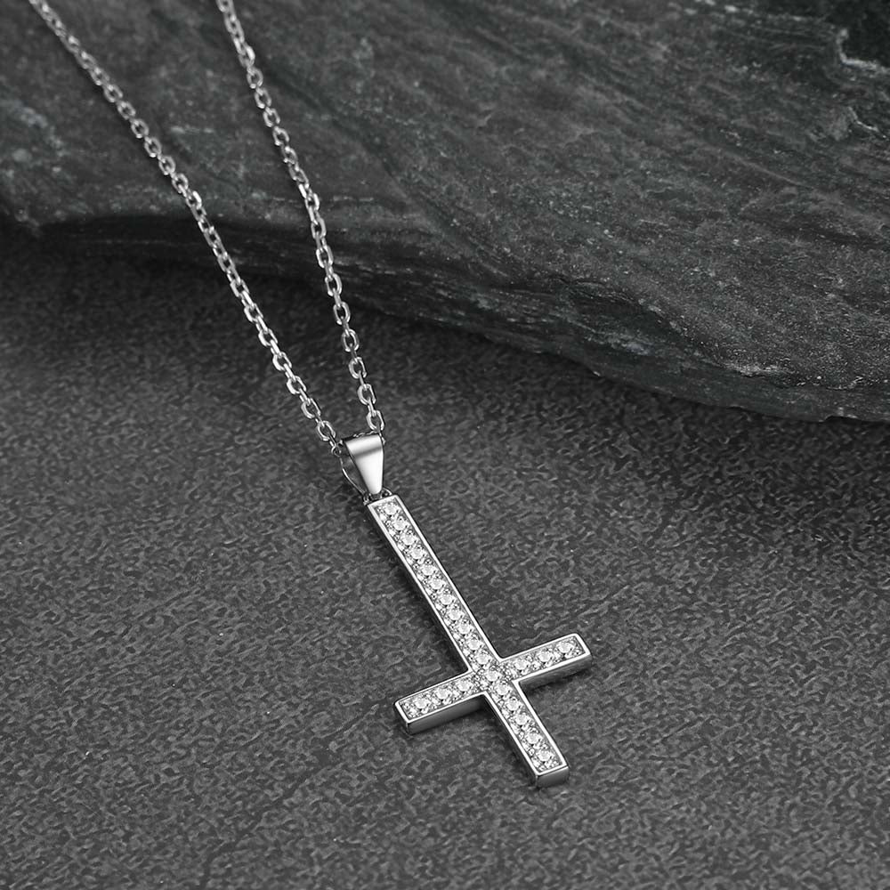 Sterling Silver Inverted Cross Necklace for Men