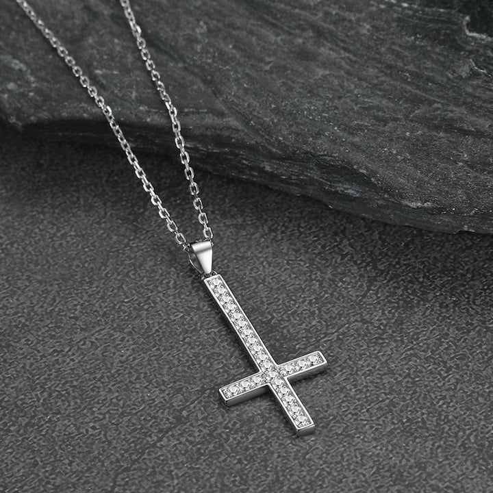 Sterling Silver Inverted Cross Necklace for Men