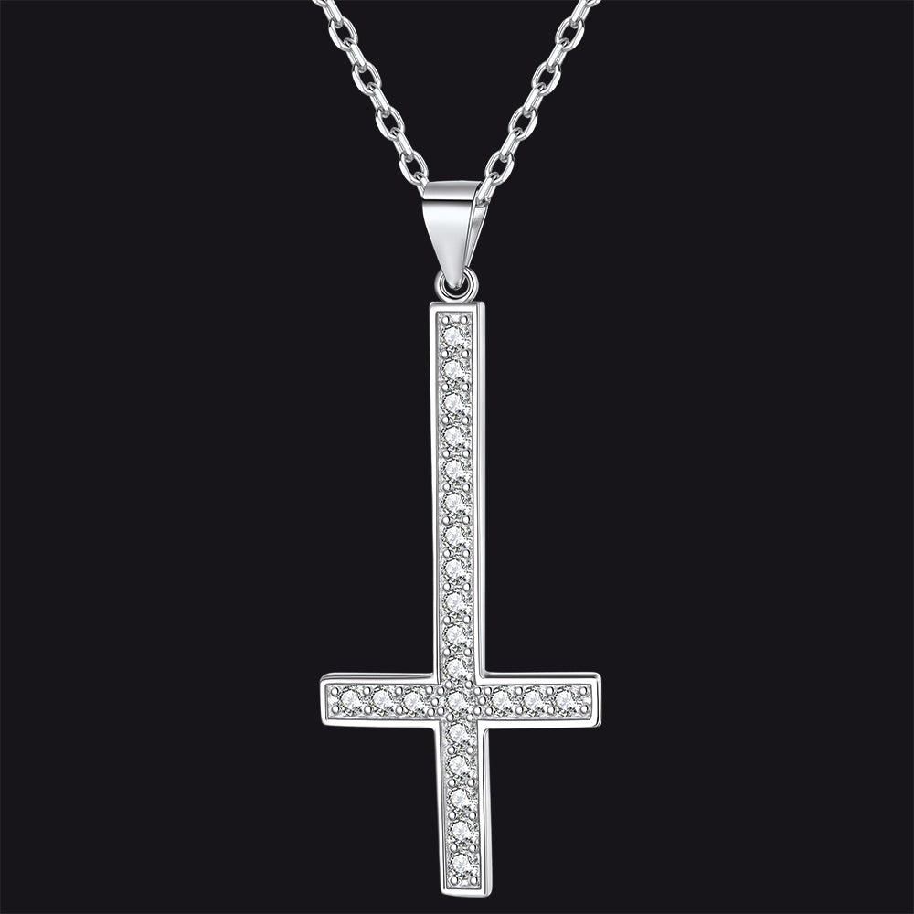 Sterling Silver Inverted Cross Necklace for Men