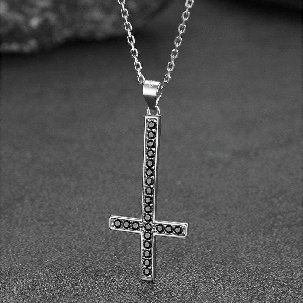 Sterling Silver Inverted Cross Necklace for Men