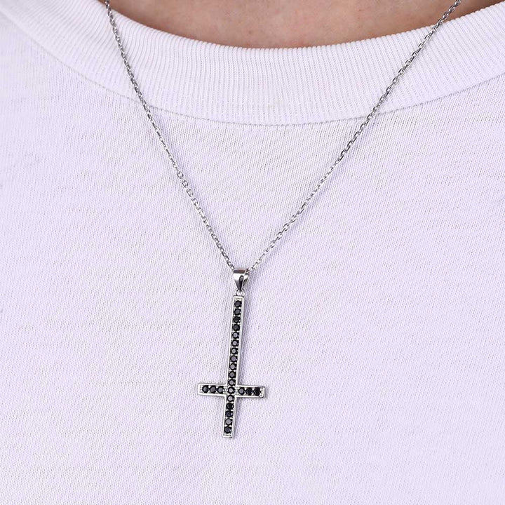 Sterling Silver Inverted Cross Necklace for Men