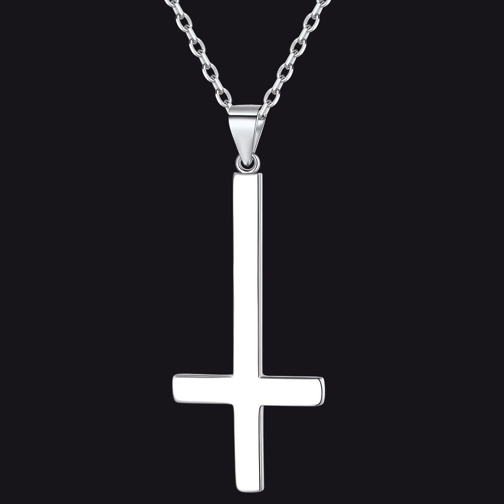 Sterling Silver Inverted Cross Necklace for Men