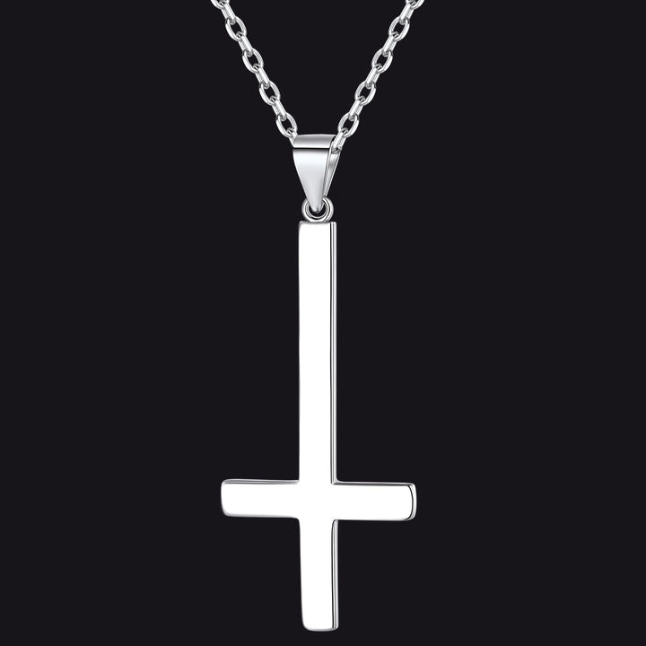 Sterling Silver Inverted Cross Necklace for Men