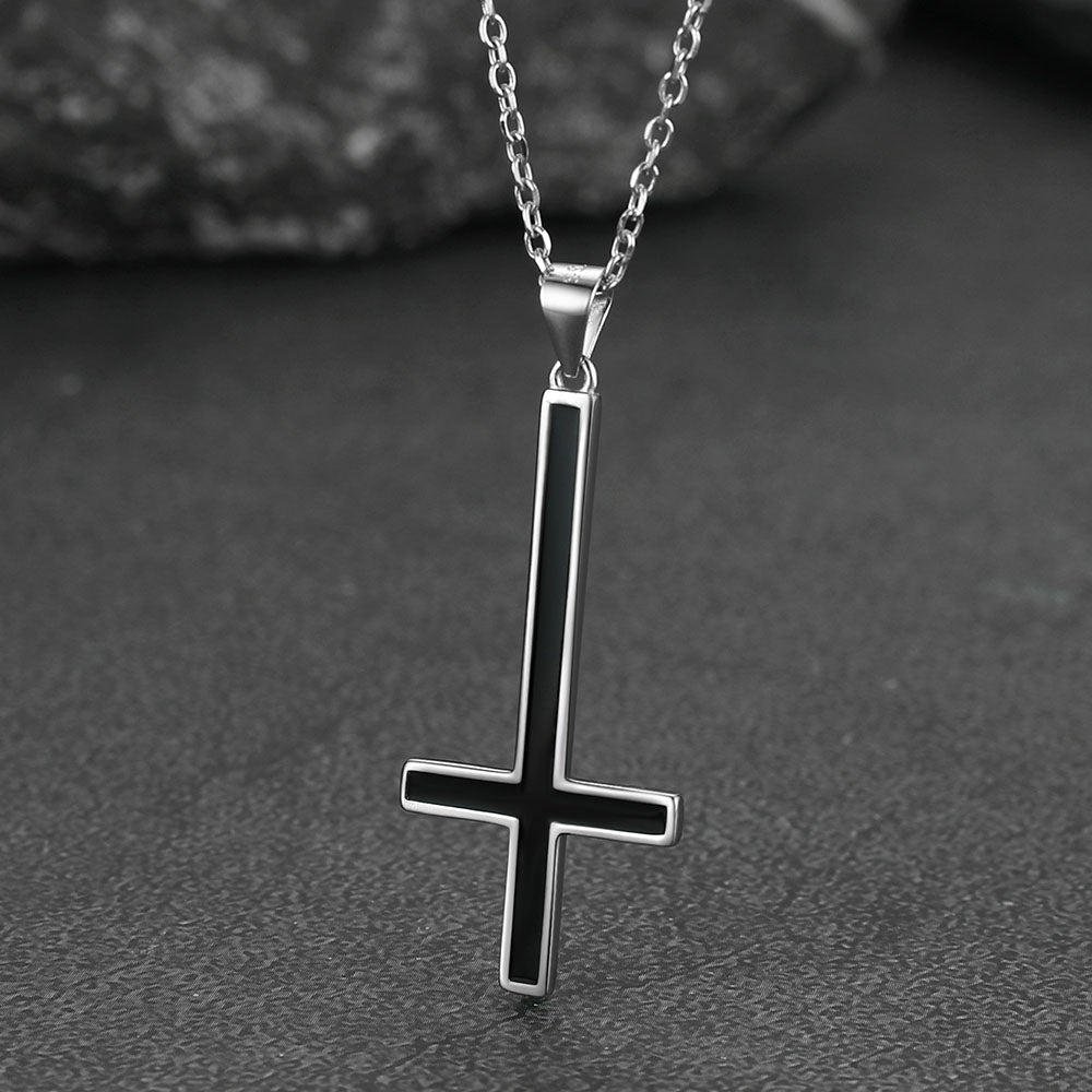Sterling Silver Inverted Cross Necklace for Men