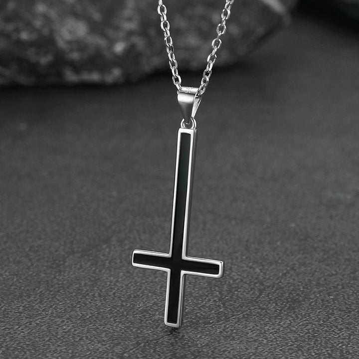 Sterling Silver Inverted Cross Necklace for Men