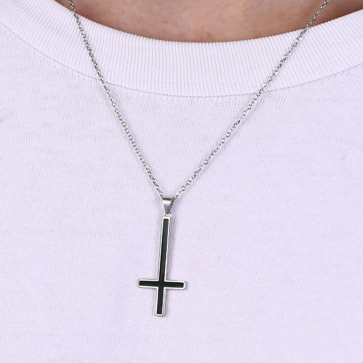 Sterling Silver Inverted Cross Necklace for Men