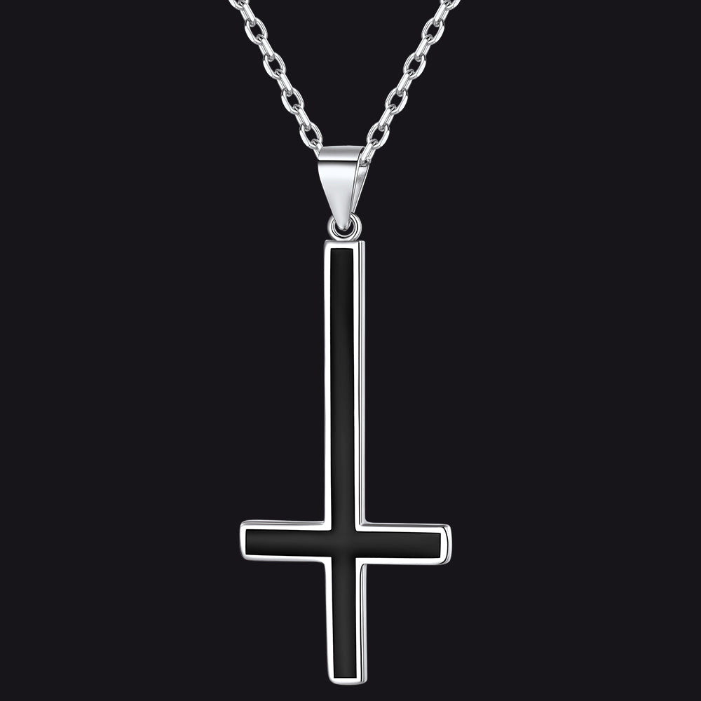 Sterling Silver Inverted Cross Necklace for Men