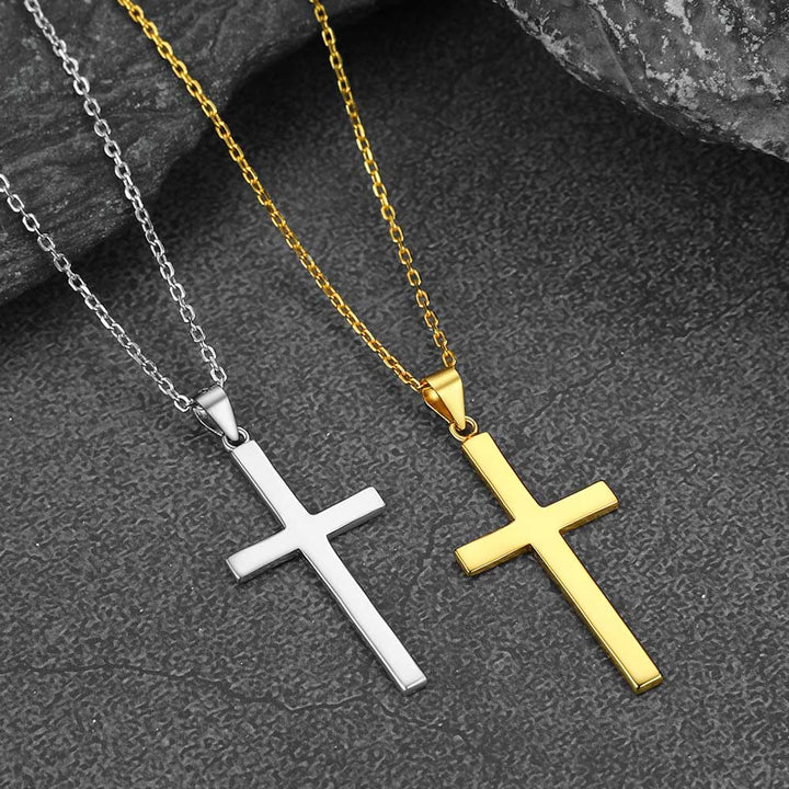 S925 Silver Simple Cross Necklace with Rolo Chain 18 Inch for Women/Men