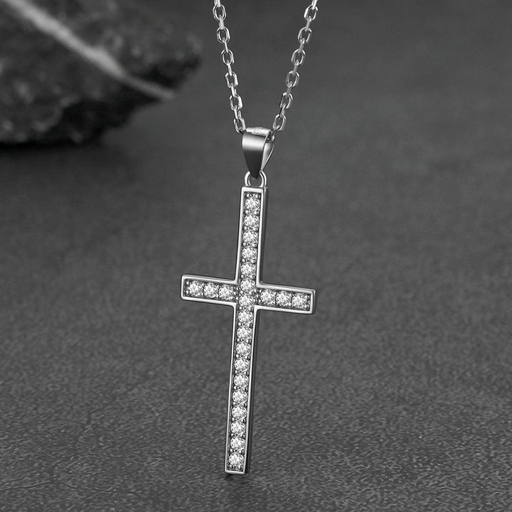 Sterling Silver Zirconia Cross Necklace for Men