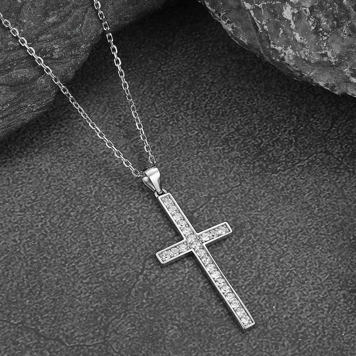 Sterling Silver Zirconia Cross Necklace for Men