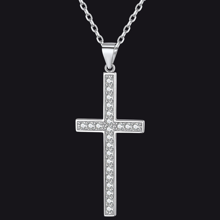 Sterling Silver Zirconia Cross Necklace for Men