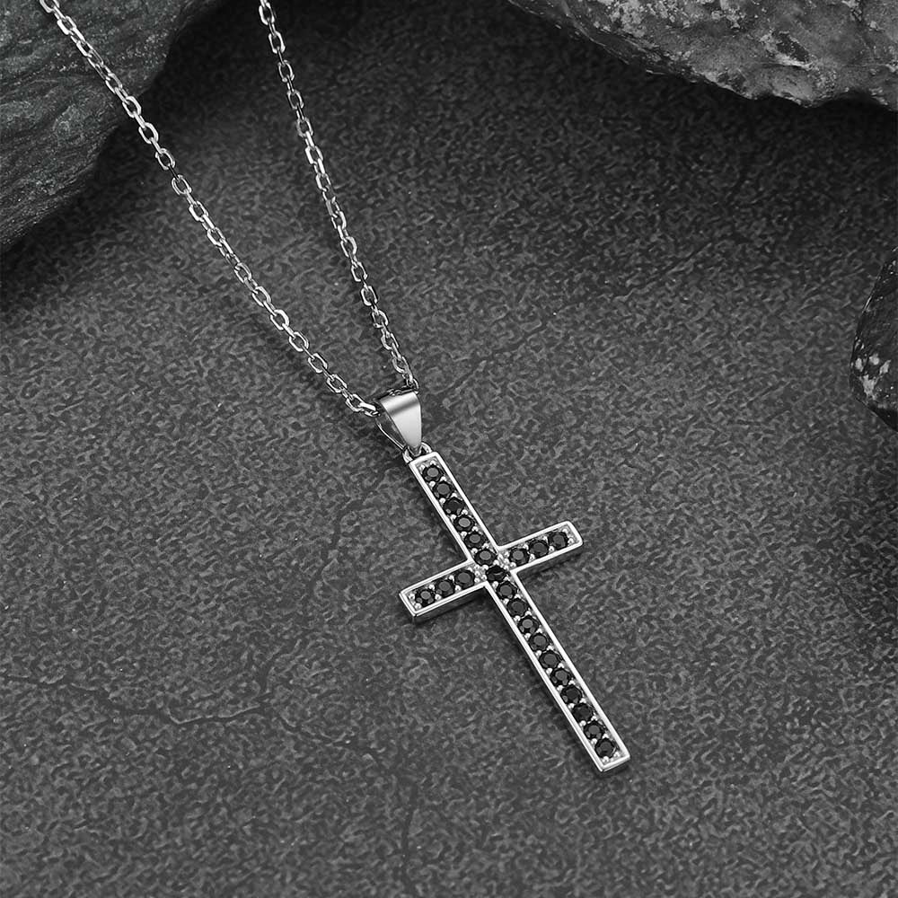 Sterling Silver Zirconia Cross Necklace for Men