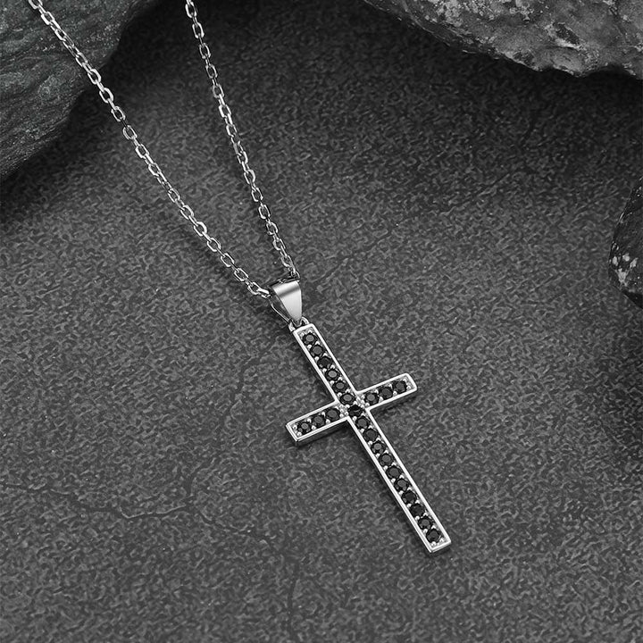 Sterling Silver Zirconia Cross Necklace for Men