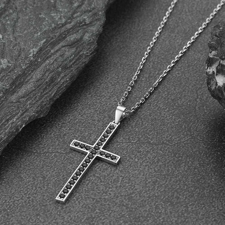 Sterling Silver Zirconia Cross Necklace for Men