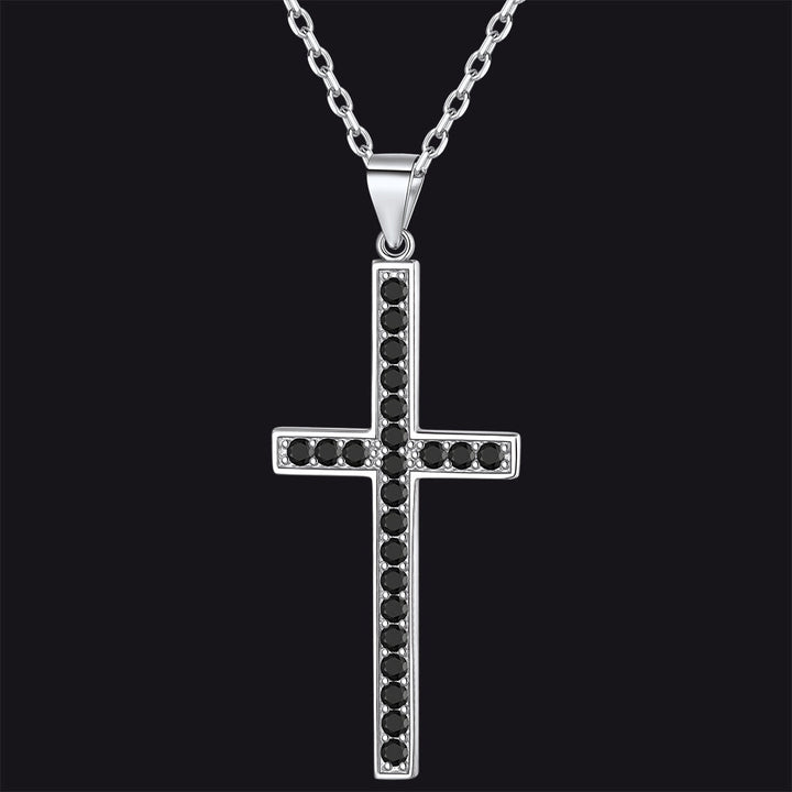Sterling Silver Zirconia Cross Necklace for Men