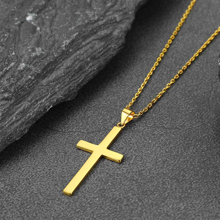 S925 Silver Simple Cross Necklace with Rolo Chain 18 Inch for Women/Men