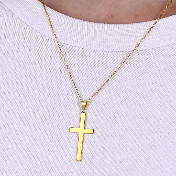 S925 Silver Simple Cross Necklace with Rolo Chain 18 Inch for Women/Men
