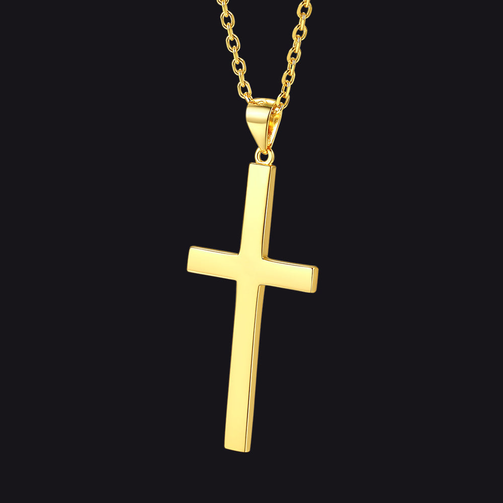 S925 Silver Simple Cross Necklace with Rolo Chain 18 Inch for Women/Men