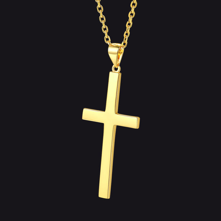 S925 Silver Simple Cross Necklace with Rolo Chain 18 Inch for Women/Men
