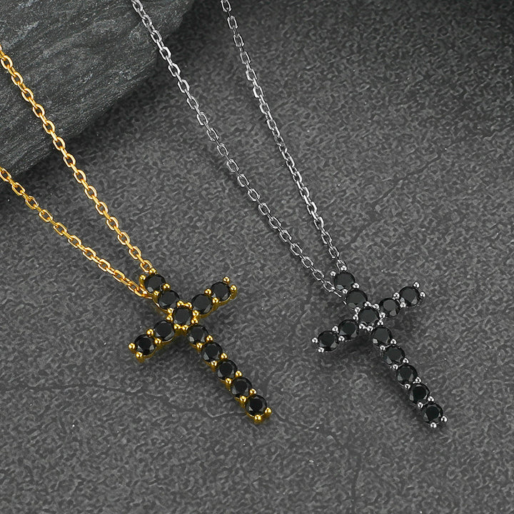 Sterling Silver Diamond Cross Necklace Crucifix Pendant Necklace for Women