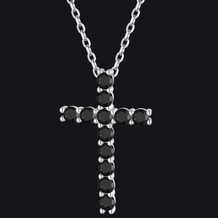 Sterling Silver Diamond Cross Necklace Crucifix Pendant Necklace for Women