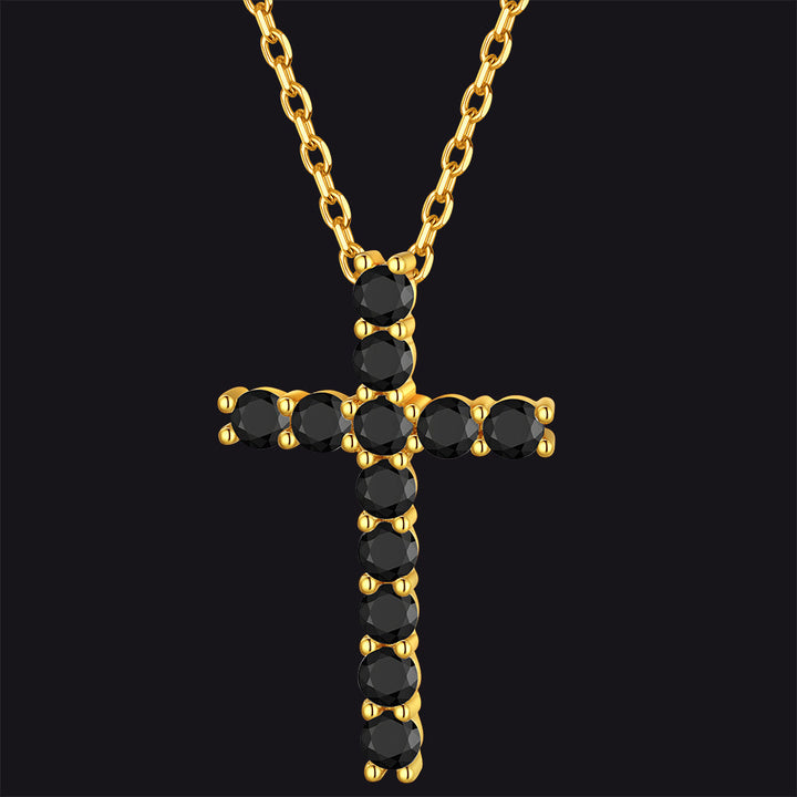Sterling Silver Diamond Cross Necklace Crucifix Pendant Necklace for Women