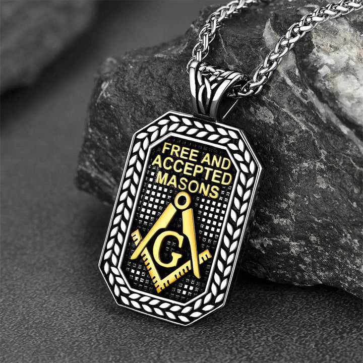 Engraved Freemason Masonic Dog Tag Necklace for Men