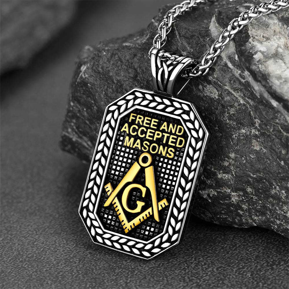 Engraved Freemason Masonic Dog Tag Necklace for Men