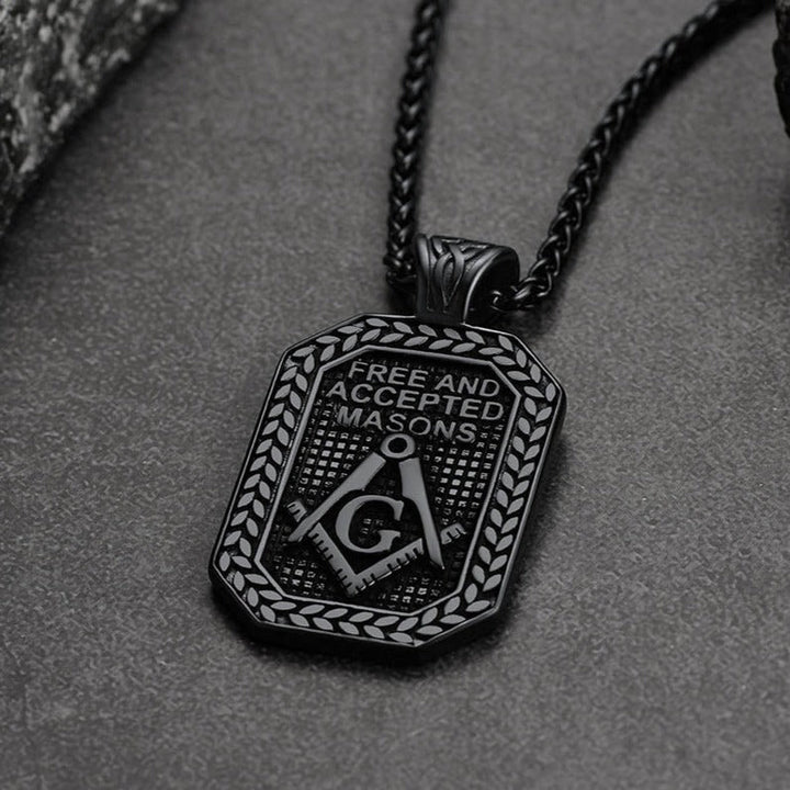 Engraved Freemason Masonic Dog Tag Necklace for Men