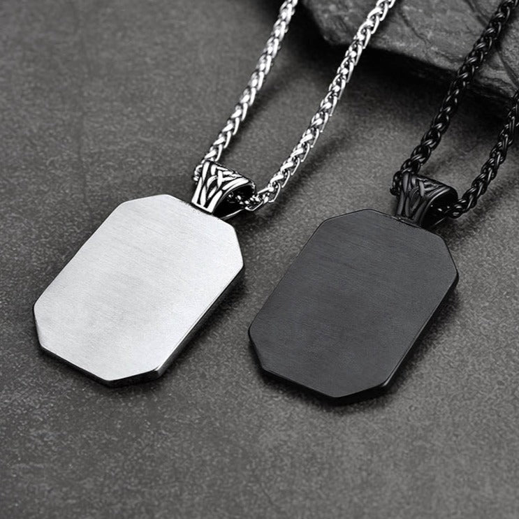 Engraved Freemason Masonic Dog Tag Necklace for Men