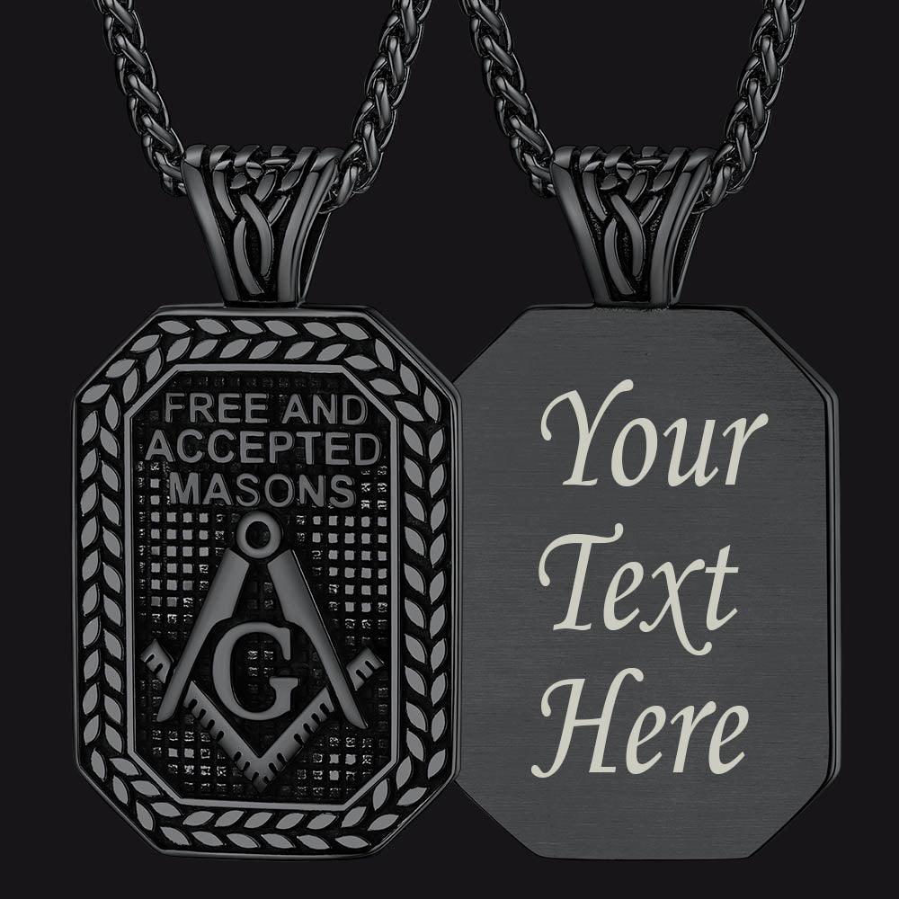 Engraved Freemason Masonic Dog Tag Necklace for Men